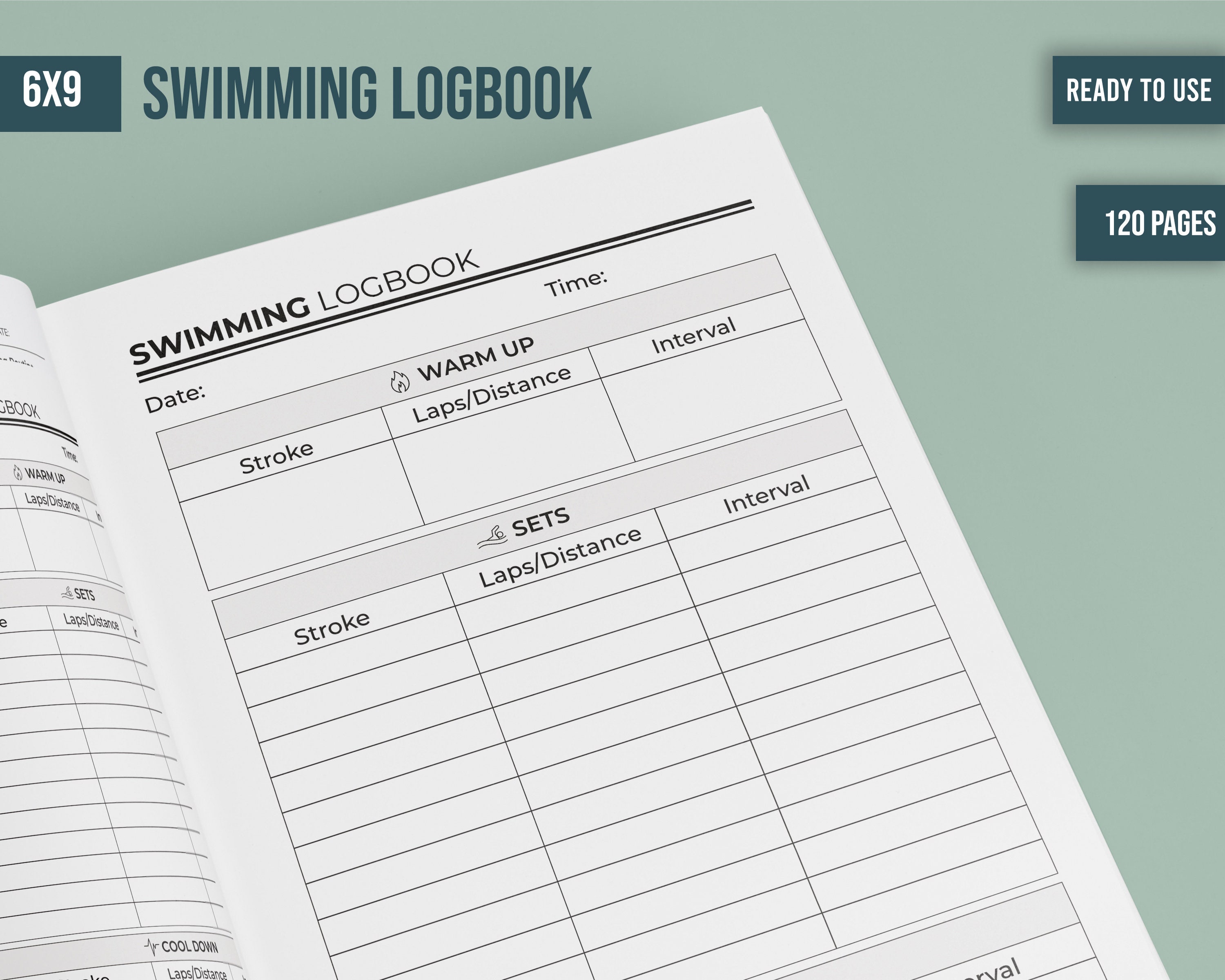 Swimming Log Book KDP Interior Commercial Use Ready to Upload PDF KDP ...