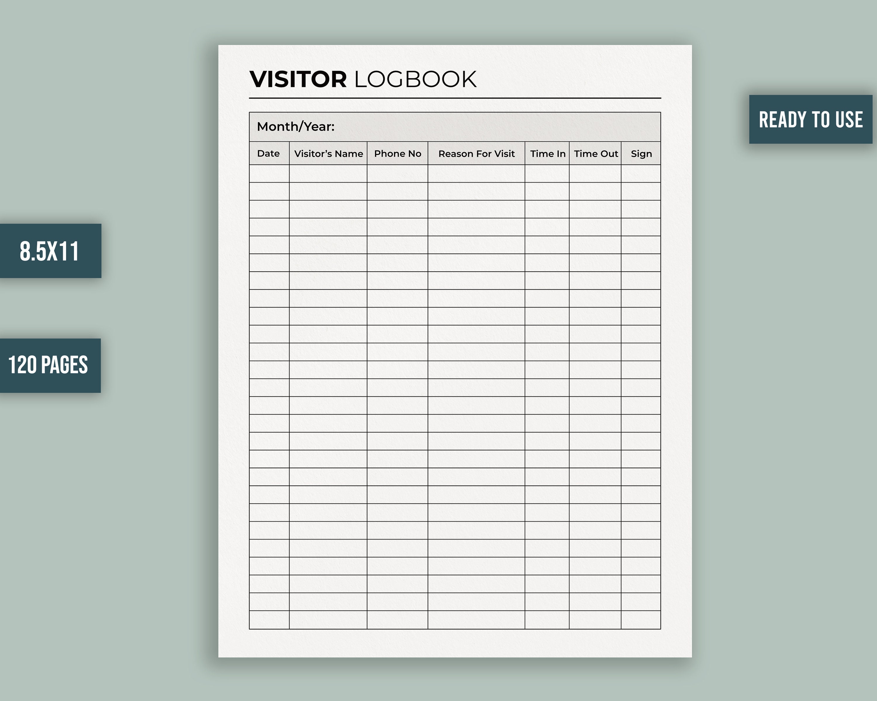thumbnail image 2 of Visitor Log Book: Simple Visitors Register Sign In And 2 of 11