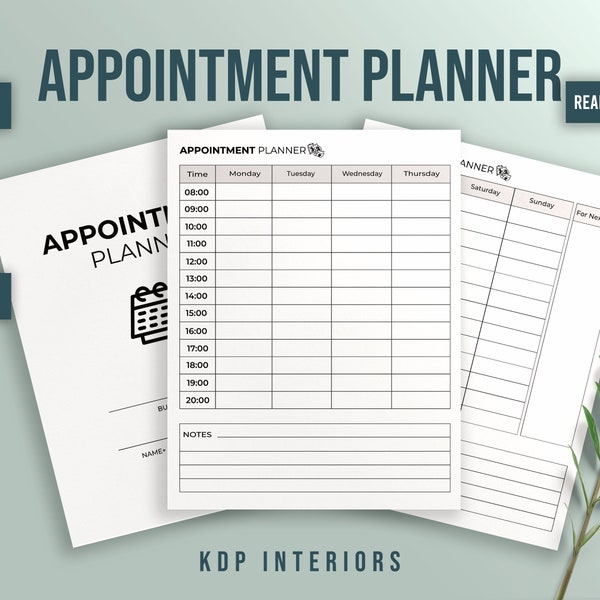 Appointment Planner Printable Template Ready to Upload PDF commercial use KDP Interiors Template Low Content Book Size 8.5x11