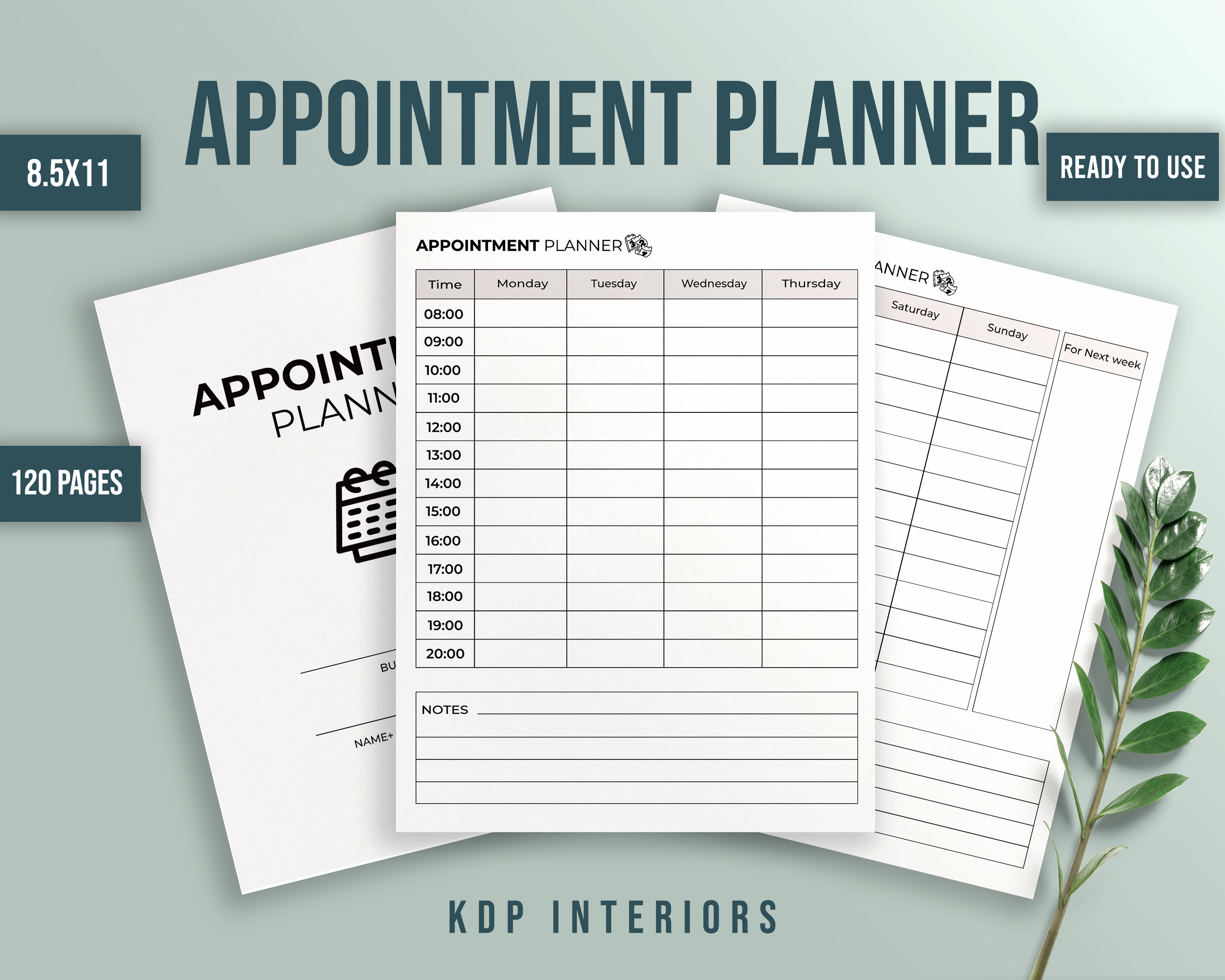 Appointment Planner Printable Template Ready to Upload PDF Commercial