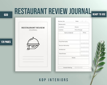 Restaurant Review Journal 6x9Inches Ready to Upload PDF commercial use KDP Interior Template Low Content Book Food Lover Review Planner