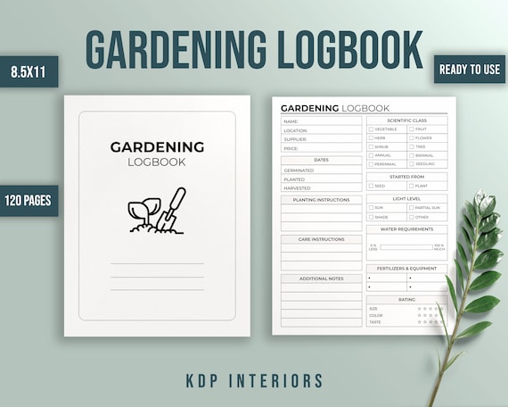 Gardening Logbook, Garden Planner, Gardening Organizer 8.5x11 inches 120 Pages Ready to Upload PDF KDP Interiors Template Low Content Book