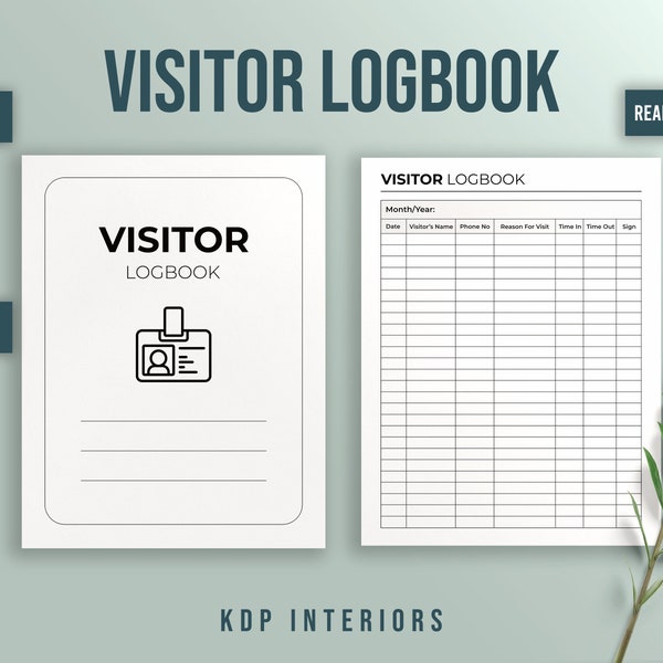 Visitor Logbook 8.5x11 Inches 120 Pages KDP Interiors Template Low Content Book Ready To Upload Digital Planner Guestbook Log book Template