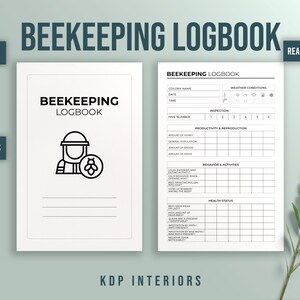 Beekeeping Log Book 120 pages 6x9 inches Ready to Upload PDF used as Low Content Planner tracker or Log Book KDP Beehive Tracker