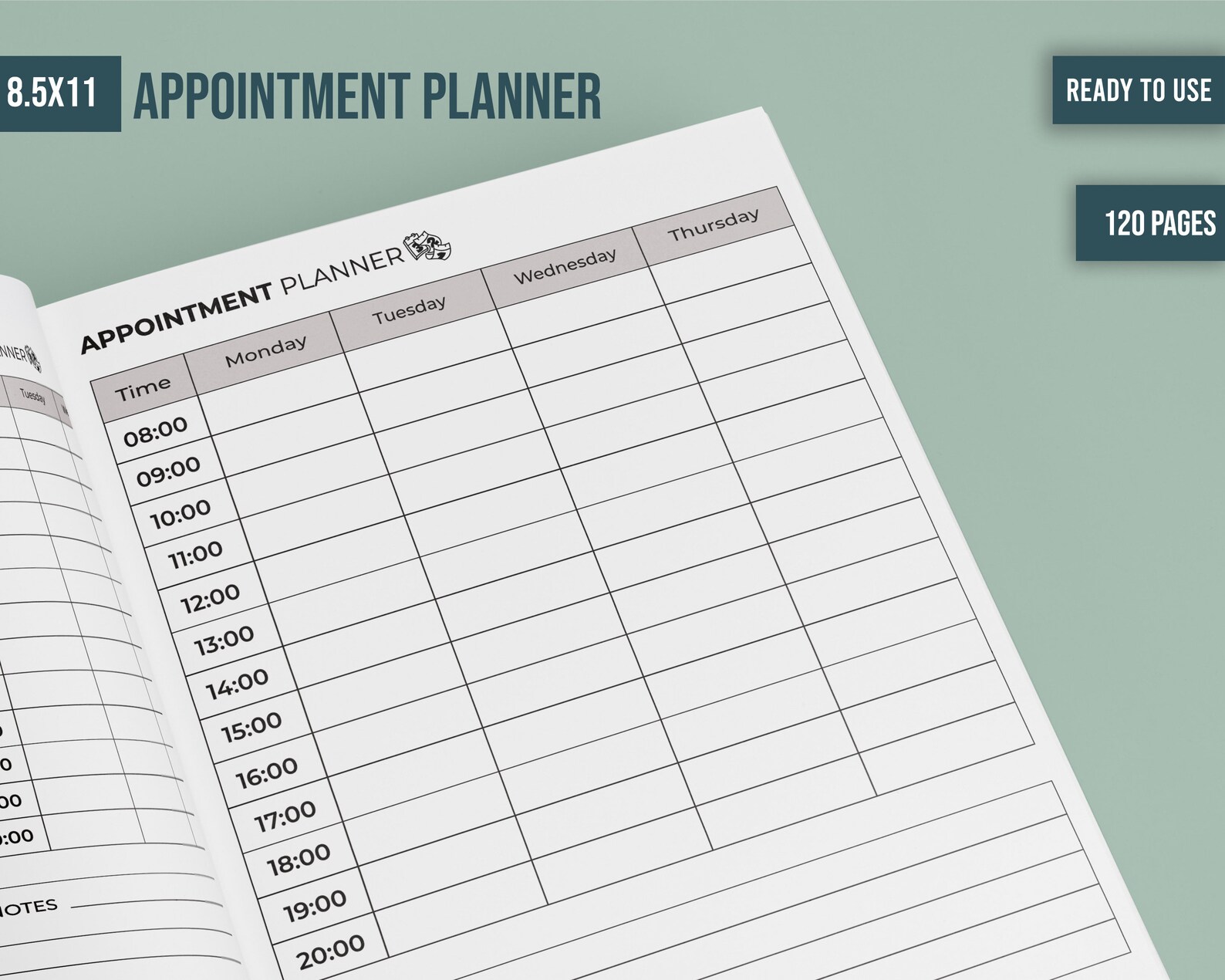 Appointment Planner Printable Template Ready to Upload PDF Commercial