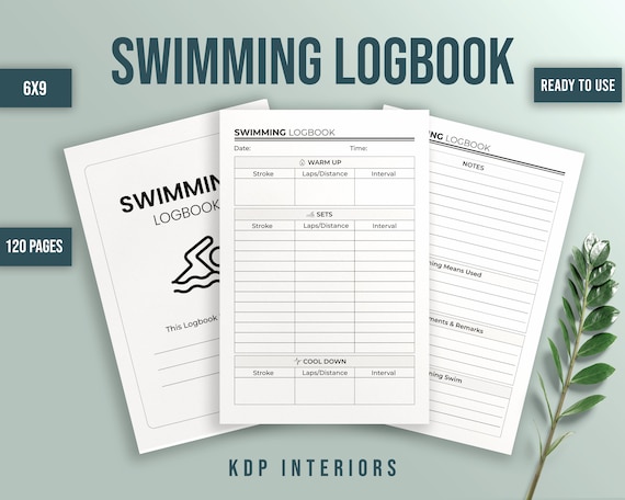Swimming Log Book KDP Interior Commercial Use Ready to Upload PDF KDP Planner Kdp Template 120 Pages 6x9 Inches