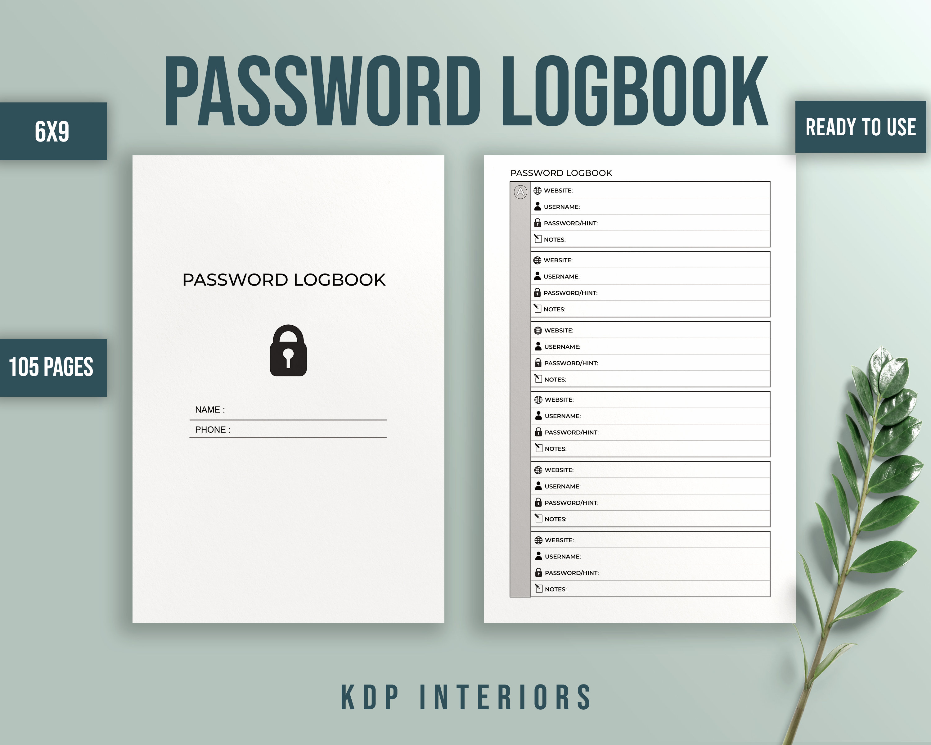 1234567890.: Internet password logbook organizer - With alphabetical  tabbed pages - Vault to keep your personal data safe (username and  password) 