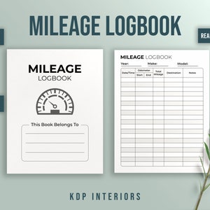 Mileage Logbook 8.5x11 Inches Mileage Tracker Log KDP Interiors Template Low Content Book Ready To Upload Mileage Planner 120 Pages