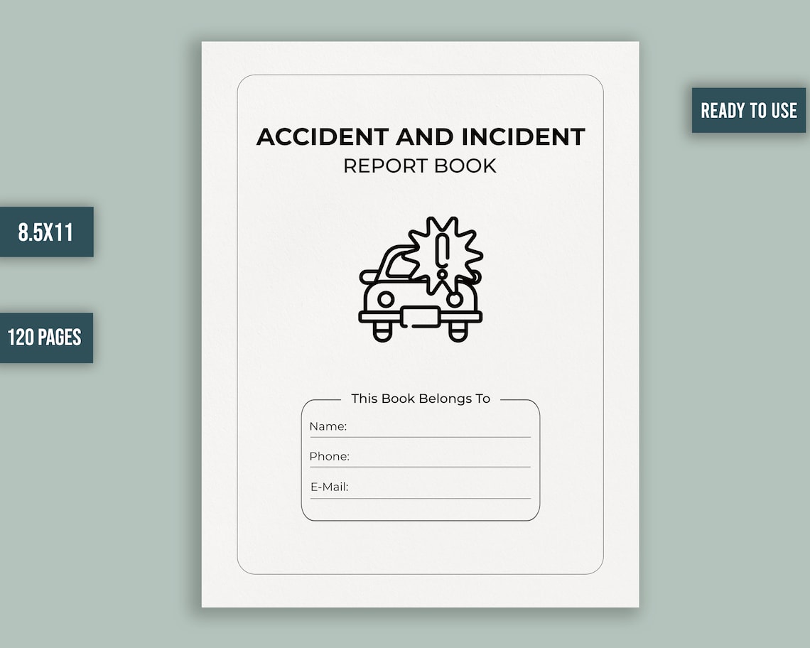 Accident Incident Report Book 120 Pages 8.5X11 Inches Ready to Etsy