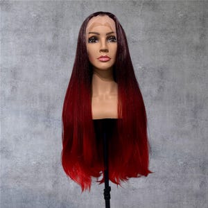 Long Red Wig with Long Shadow Roots, Fantasy Wig, Cosplay Wig. Lace Front Wig, Fairy Wig, Mermaid Wig, Synthetic Wig, Viking Wig, Siren Wig