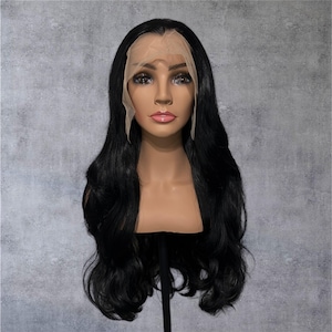 Long Dark Wig with Slight curl, Fantasy Wig, Cosplay Wig. Lace Front Wig, Fairy Wig, Mermaid Wig, Synthetic Wig, Viking Wig,
