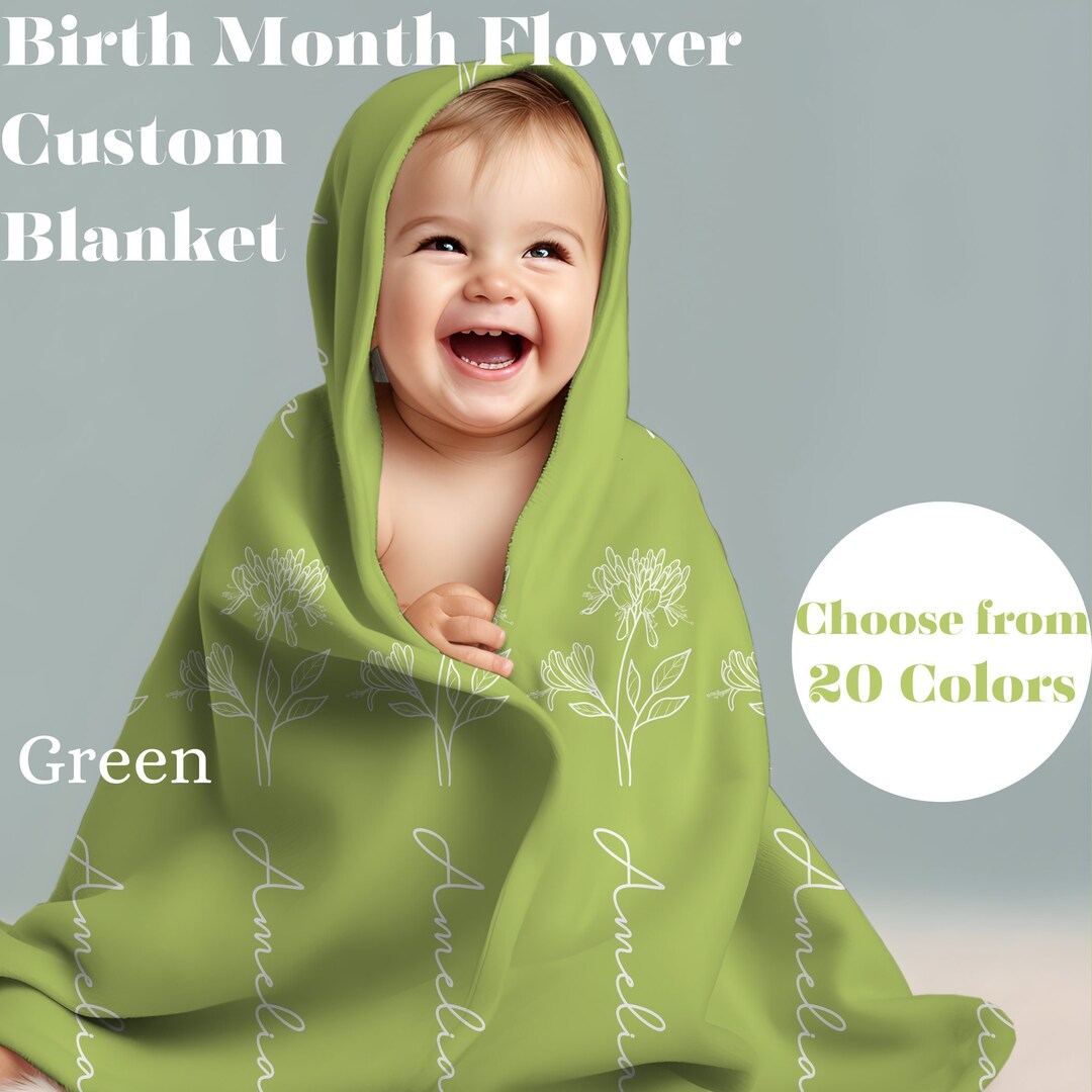 Personalized Birth Month Flower Blanket for Baby Custom Name Etsy