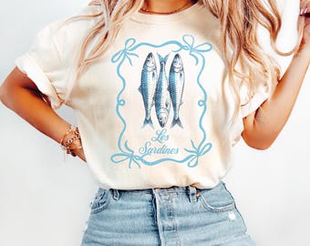 Comfort Colors  Shirt, Coastal Aesthetic Gift, Fisherman Aesthetic, Sardines T-shirt, Tinned Fish  Shirt, Retro Sardines, Seafood Lover