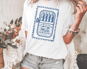 Comfort Colors  Shirt, Coastal Aesthetic Gift, Fisherman Aesthetic, Sardines T-shirt, Tinned Fish  Shirt, Retro Sardines, Seafood Lover