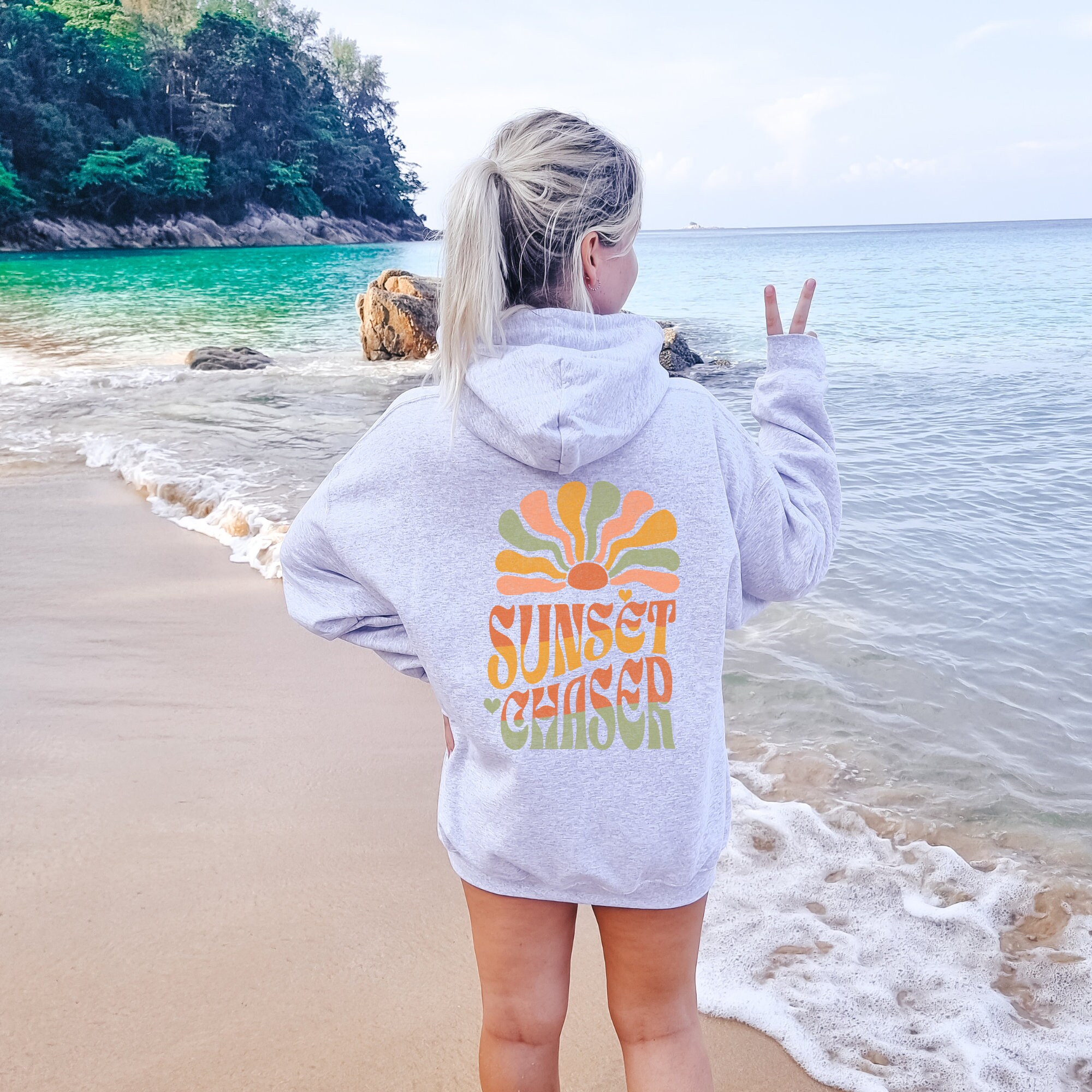 Sunset Chaser Retro Hoodie Vintage Sweatshirt Summer Vacation Shirt Aesthetic Hoodie Vintage Summer Shirt Girls Trip Beach Tee Etsy