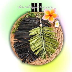 Raffia Leaf Wall Decor: Handmade Paper Ribbon Leaves, Set of 2