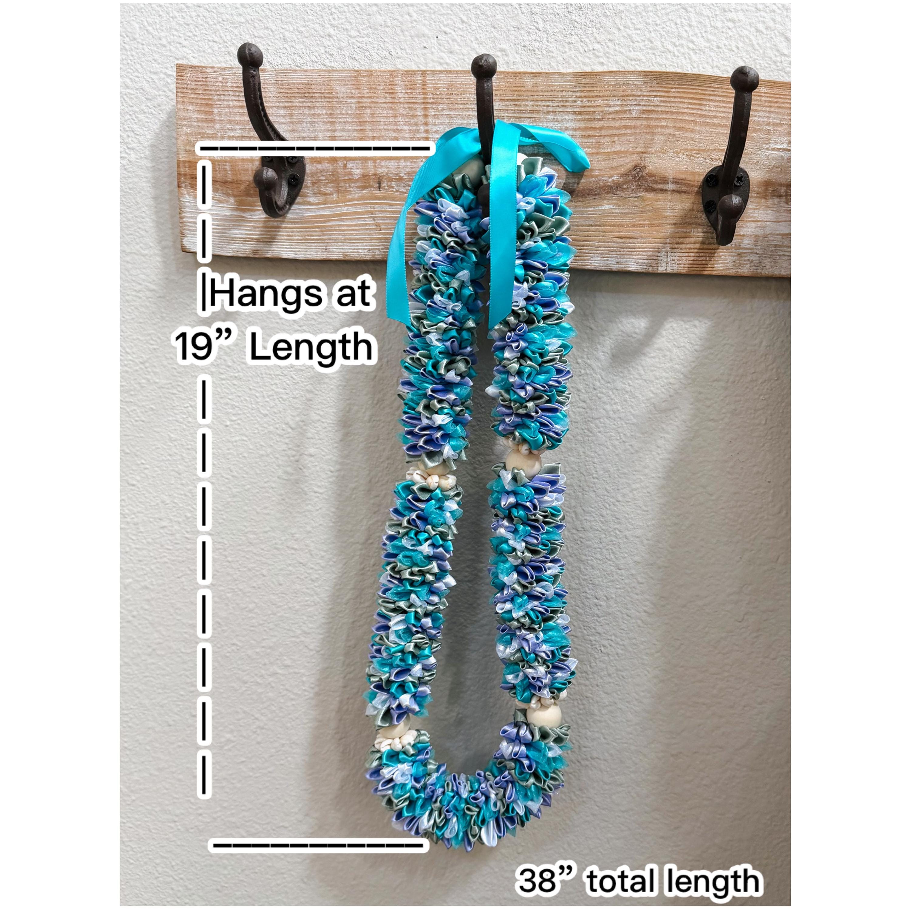 Light Purple/aqua Blue/sage Green and White Ribbon Flower Lei With ...