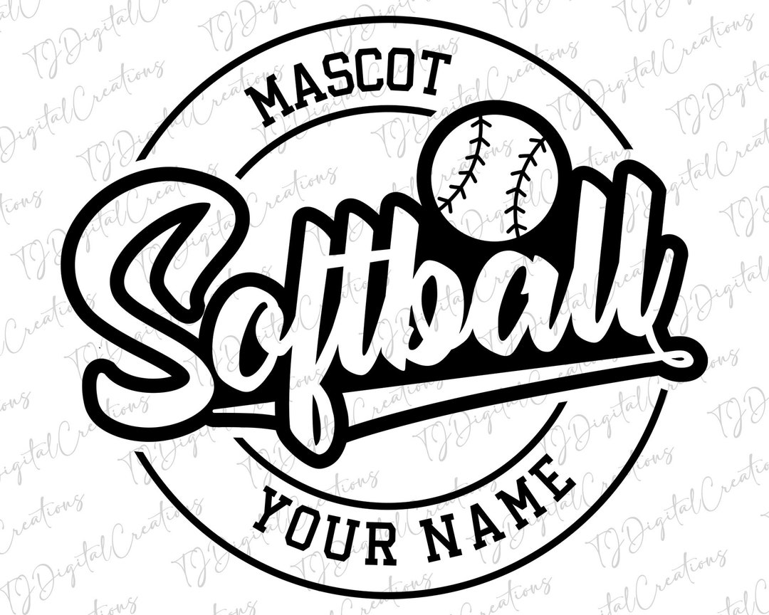 Softball Svg, Softball Mascot Svg, Custom Name Svg, Digital Download