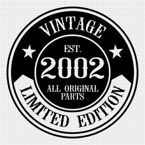 20歳の誕生日SVG、印刷可能、クリカット、すべてのオリジナルパーツSVG、20歳SVG、ヴィンテージ2002SVG、20歳と素晴らしいSVG、デジタルダウンロード、シルエット