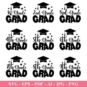 Grades Grad Bundle Svg, Graduation Svg, Back to School Svg, Digital Download, Grad Cap Svg, Printable, Kids Graduation Svg, Svg Cut Files