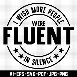Può includere: Grafica in bianco e nero con un cerchio e due stelle su ogni lato. Il testo all'interno del cerchio recita: "Vorrei che più persone fossero fluenti nel silenzio."