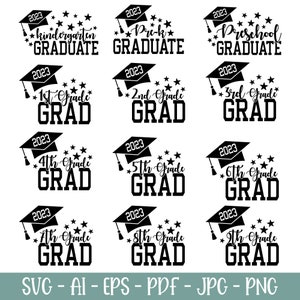 Afstuderen 2023 Bundel Svg, Preschool Svg, Grad Cap Svg, Digitale Downloads, Grades Svg, Kleuterschool Svg, Back to School Svg, Svg Cut File