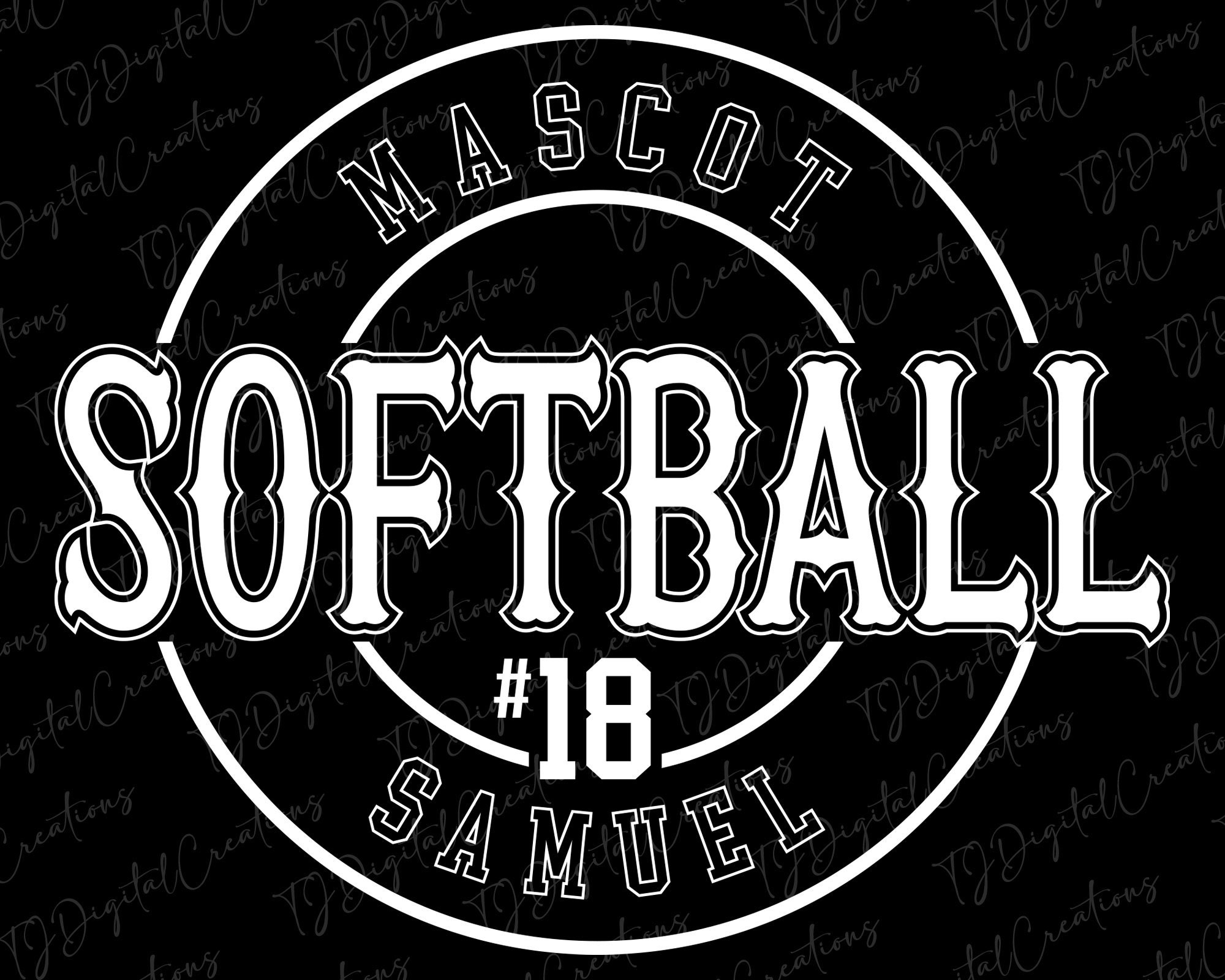 Softball Mascot Svg Custom Name Svg Digital Download Team Etsy