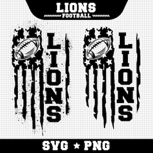Lions Football Svg, Lions svg, Game Day Svg, Football SVG, USA Flag SVG, Cut file Printable Cricut Maker Silhouette