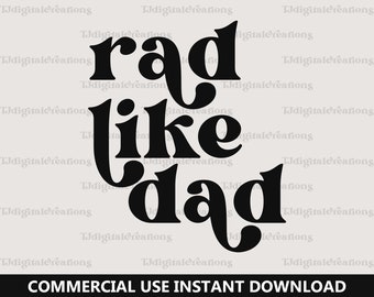 Rad Like Dad Svg, Fars dag Svg, Digitala nedladdningar, Ny pappa Svg, Rad pappa Svg, Retro typsnitt Svg, Dadlife Svg, Pappa Svg, Silhuett, Cricut