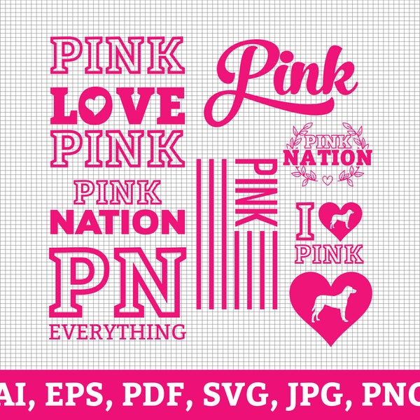Love Pink, Love Pink Svg Bundle, Victoria Secret Svg, Love Pink Svg, Pink Nation, Love Pink Dog, Svg, Cricut, Silhouette, Digital Download