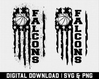 Falcons Basketball Svg, Falcons Svg, Game Day Svg, Team Spirit Svg, Basketball Lover Svg, USA Flag Svg, Basketball Svg, Digital Downloads