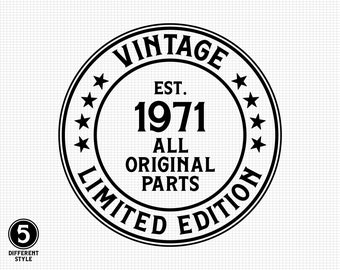 Vintage 1971 svg, Aged to Perfection Svg, 51st Birthday Svg, Happy 51st Birthday Svg, Svg Cut File, Birthday Cut File, Digital Download