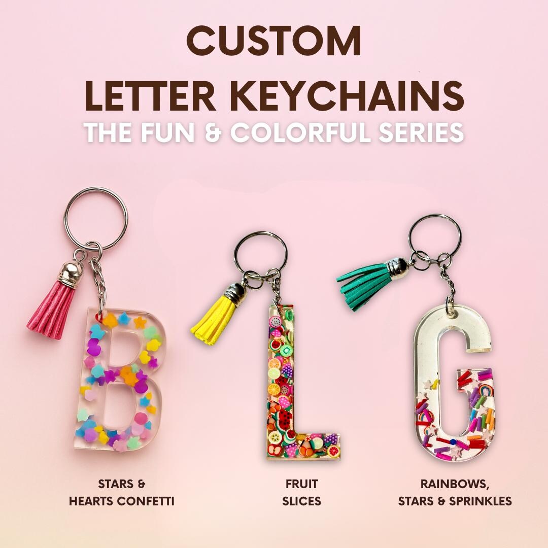 Beautiful Keychains With Letters Custom Letter Bag Charms/keychains – the Fun & Colorful Series - Etsy
