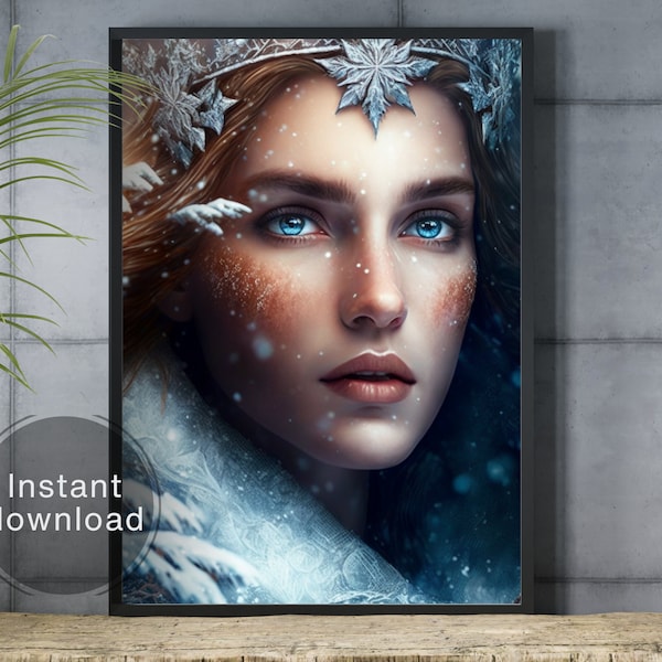 Snow Queen Digital / Winter Wall Art / Queen Art Imprimible / Descarga digital / Descarga instantánea / Decoración de la pared Blancanieves