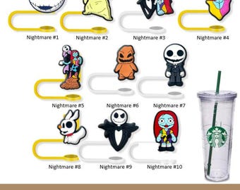 Straw Topper Skellington, Scary Straw Topper, Halloween Straw Topper, Straw Accessories, Nightmare Straw Topper, Party Supplies, Halloween
