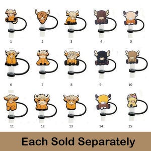 Highland Cow Straw Topper, Beach Pool Accessories, Tumblers, BPA FREE, Birthday Gifts, 20 oz Tumbler Bottle Straw Covers, Cows, Highland Cow