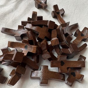 Cross My Heart Olive Wood Cross, Small Pocket Thumb Crosses Religious Church Accessories Gift, Comfort Gift, Christian Religious Gift