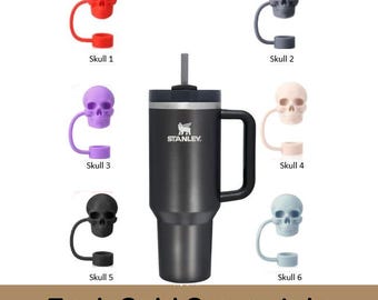 Straw Tumbler, Skeleton Straw Cover, BPA FREE, Birthday Gifts, Halloween, Skull Topper, Tumbler, Water Bottle Drink Topper, 20 oz Topper