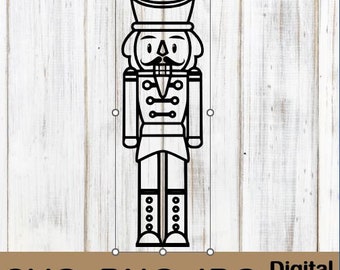 Nutcracker, Black White Outline Nutcracker, Sugar Plums, Palace Guard, Toy Soldier Figure, Digital Download Format JPG SVG PNG, Coloring
