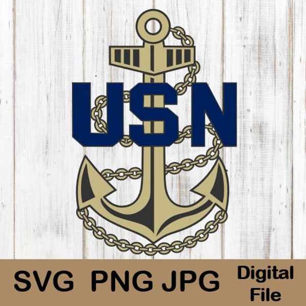 Navy Anchor, US Navy Anchor, USN Anchor, jpg png svg, Digital Files, US Navy Chiefs Anchor, Cut Files, Chief, United States Navy Seal Logo