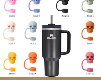 Straw Tumbler, Skeleton Straw Cover, BPA FREE, Birthday Gifts, Halloween, Skull Topper, Tumbler, Water Bottle Drink Topper, 20 oz Topper