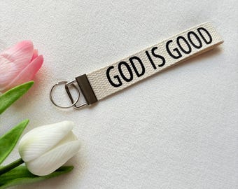 God is good Keychain, Jesus Keychain, Christian Collectables, Christian Gifts, Jesus Saves Wristlet Keychain, Christian Keychain, Jesus
