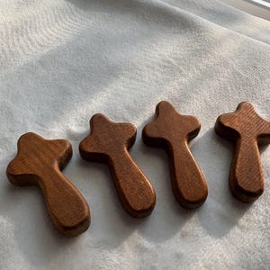 Cross My Heart Olive Wood Cross, Small Pocket Thumb Crosses Religious Church Accessories Gift, Comfort Gift, Christian Religious Gift, Jesus