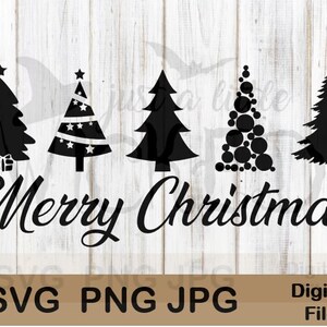 Merry Christmas Trees, SVG, JPG, PNG, Cricut Silhouette, Digital, Glowforge, Cricut Cutting File, Sublimation, Christmas Cut File, Clipart