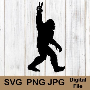 Bigfoot Peace SVG, Bigfoot, Yeti Svg, Sasquatch Svg, Big Foot SVG, Devil Rock Horns, Vector Cut, Cricut Silhouette, Outdoors SVG, Car Decal