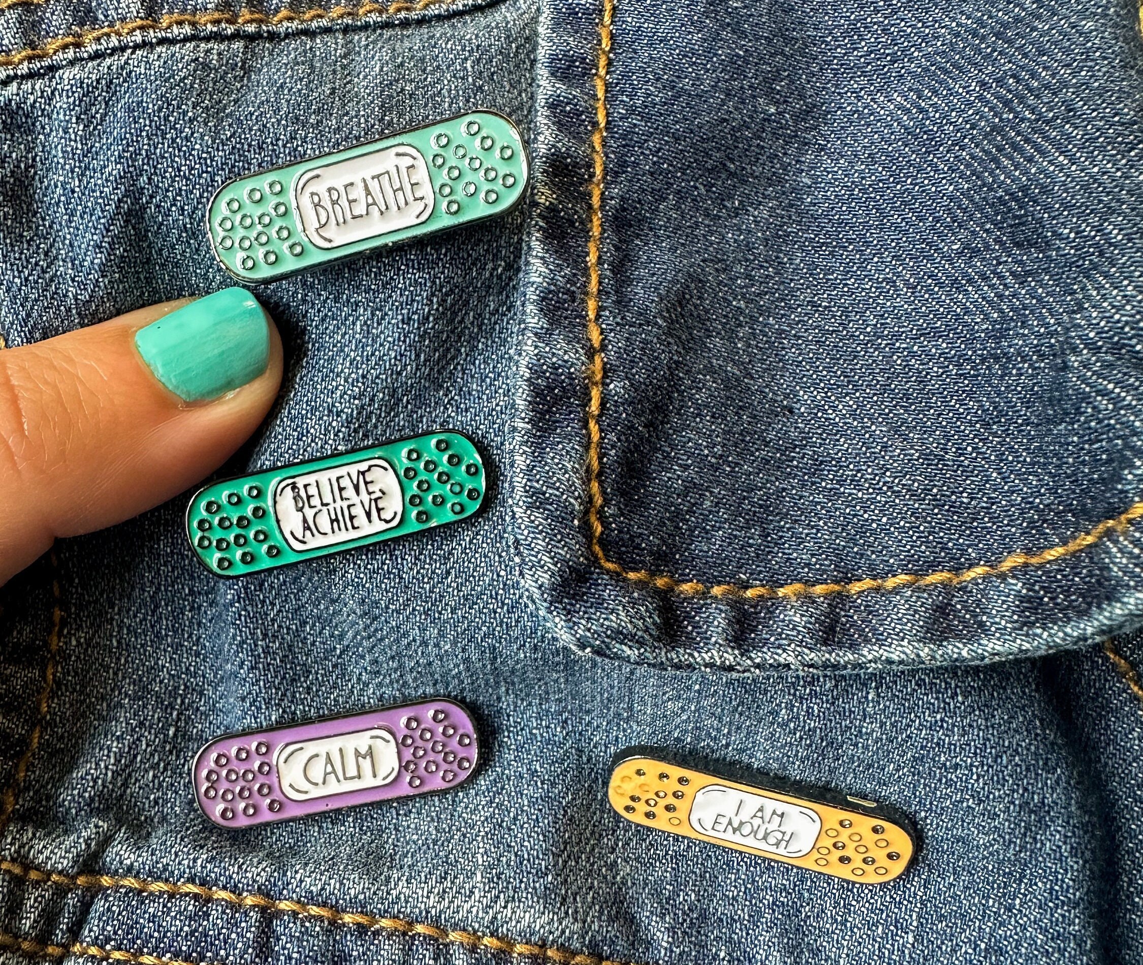 Positive Mental Health Set of 4 Band-Aid Soft Enamel Pins | Uplifting Messages | Eco-Friendly Alloy | Same Day Dispatch