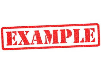 May include: Red rubber stamp with the word "EXAMPLE" in white letters.