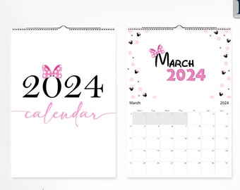 2024 Mouse Monthly Planner, 2024 Mouse Monthly Calendar, Mouse calendar, 2024 calendar, calendar