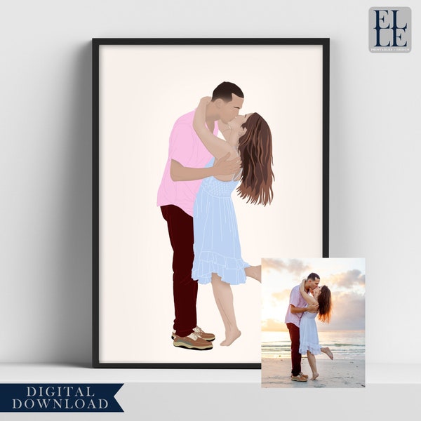Faceless Portrait, custom illustration, Valentines day gift for him, Drawing photo gift, photo illustration, boyfriend gift, gift for her