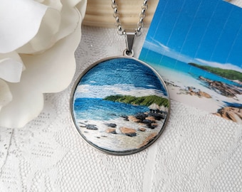 Custom Landscape Necklaces-One-of-a-Kind Hand-Embroidered Landscape Necklaces-Custom Hand-Embroidered Nature Necklaces